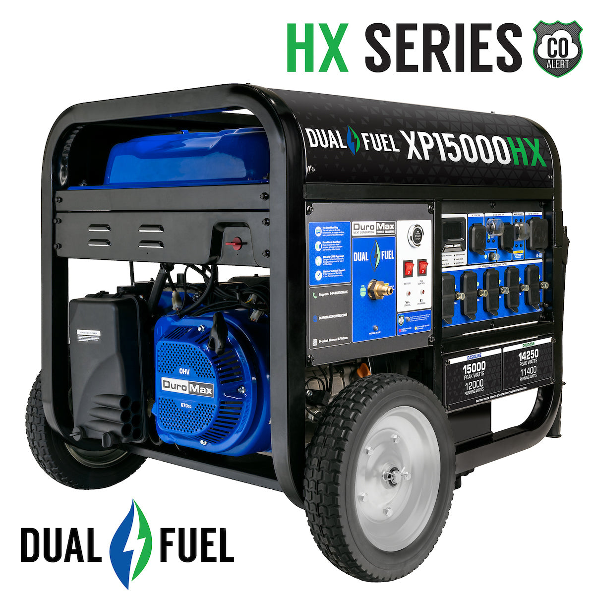 DuroMax XP15000HX 15,000 Watt Electric Start Dual Fuel Portable Genera