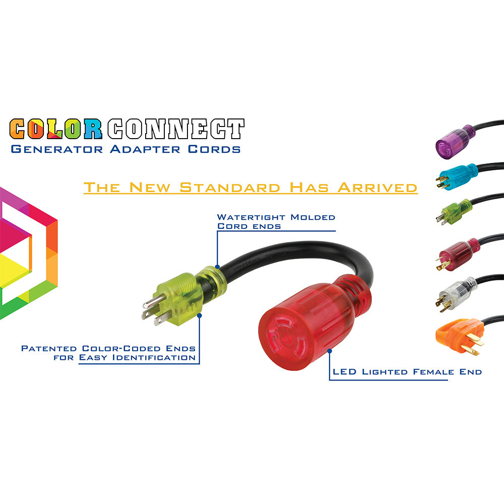 Reliance AC3130 30A 125V Color Connect Adapter Cord L5-30 Plug L14-30 ...