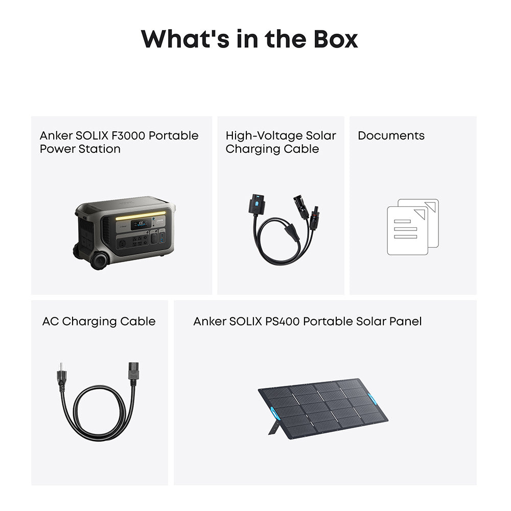 Anker SOLIX F3000 Portable Power Station 3,072Wh 3,600W with 400W Sola   Generator Factory Outlet