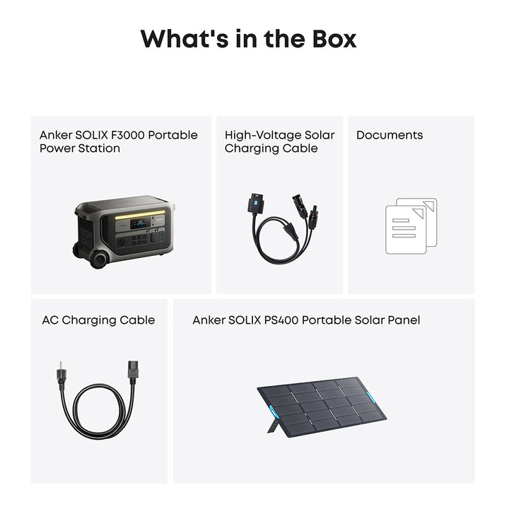 Anker SOLIX F3000 Portable Power Station 3,072Wh 3,600W with 400W Sola –  Generator Factory Outlet