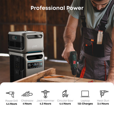Anker SOLIX F3800 6000W / 7,680Wh Power Station with 1 Expansion Battery