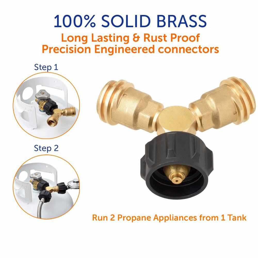 Flame King AB225 Solid Brass Y-Splitter Valve w/ Two Male Pipe Threads ...