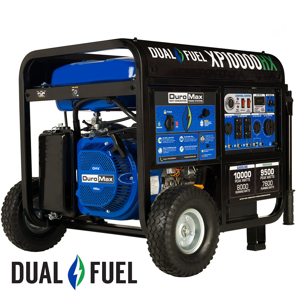 DuroMax XP10000HX 10,000 Watt Portable Dual Fuel Gas Propane CO Alert Generator