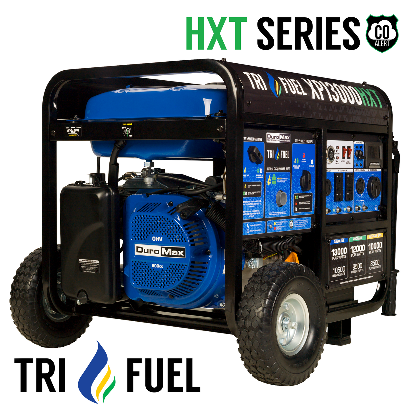 DuroMax XP13000HXT 13,000 Watt Electric Start Tri Fuel Portable Generator w/ CO Alert
