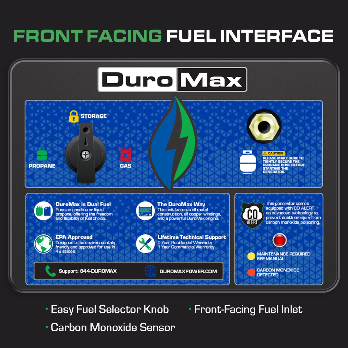 DuroMax XP13000HX 13,000 Watt Portable Dual Fuel Gas Propane CO Alert Generator