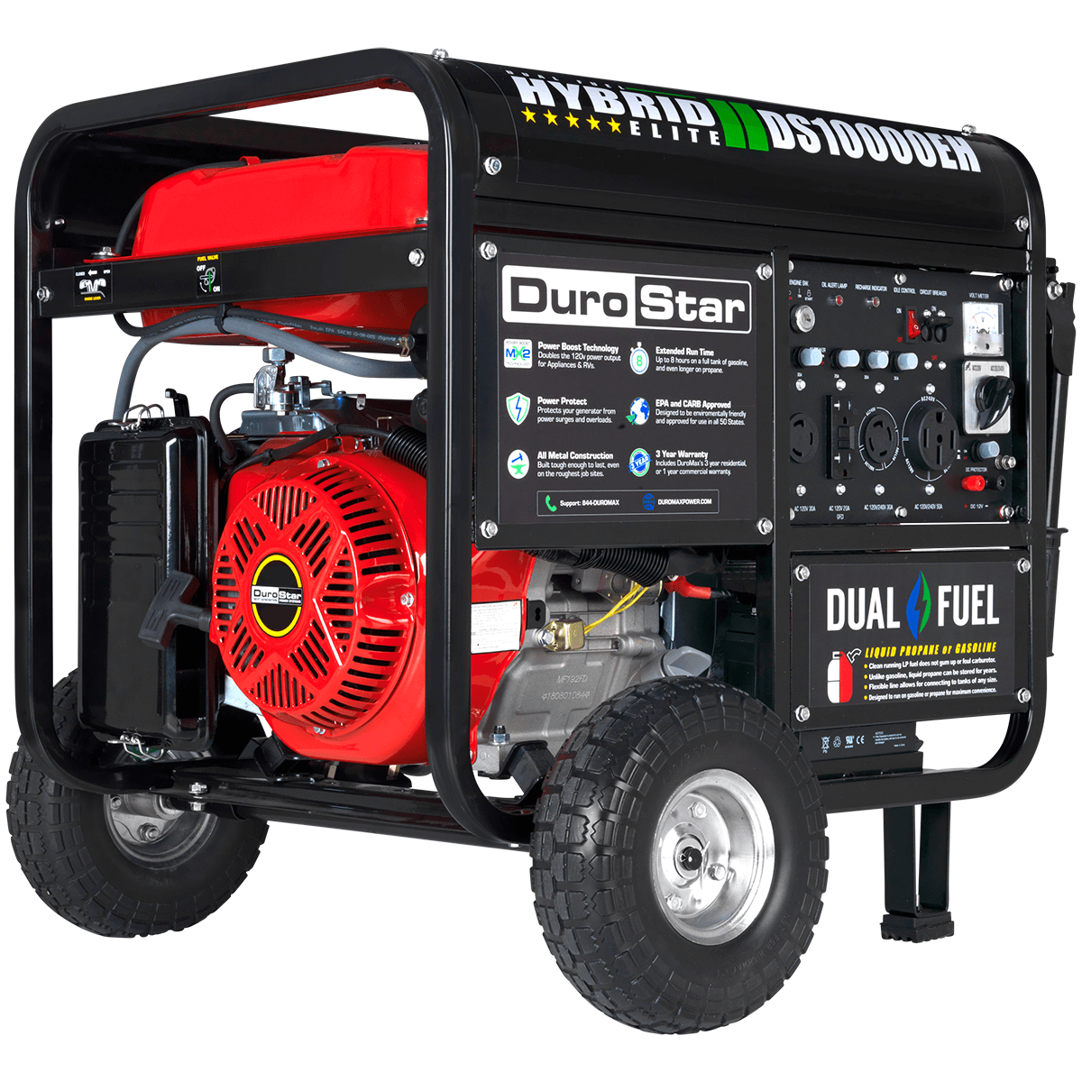 DuroStar DS10000EH 10,000W 439cc Dual Fuel Portable Generator w/ Electric Start