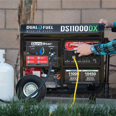 DuroStar DS11000DX 11,000W/9,000W 457cc Electric Start Dual Fuel Portable Generator w/ CO Alert