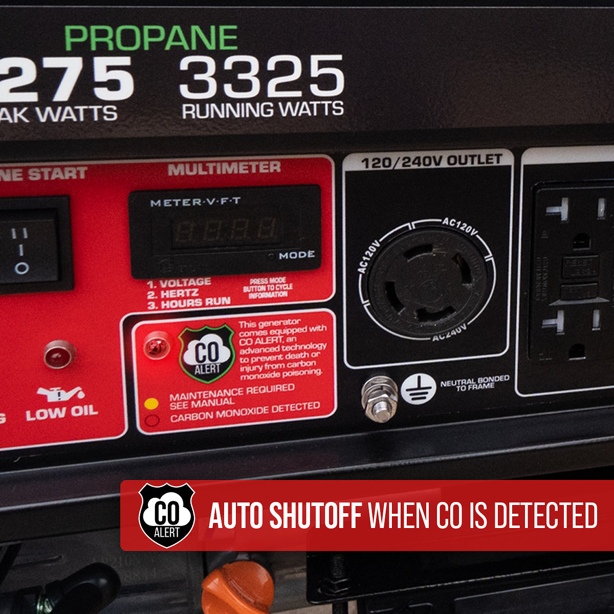 DuroStar DS4500DX 4,500W/3,500W 210cc Electric Start Dual Fuel Portable Generator w/ CO Alert