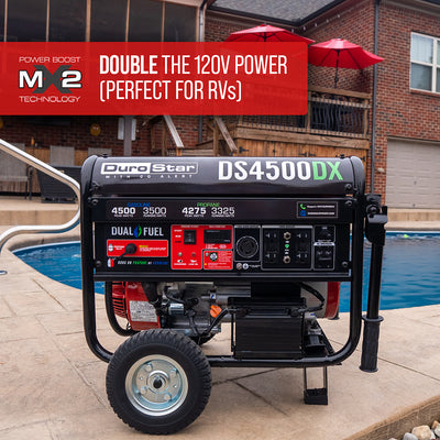 DuroStar DS4500DX 4,500W/3,500W 210cc Electric Start Dual Fuel Portable Generator w/ CO Alert
