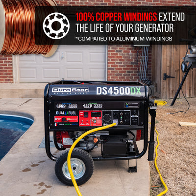 DuroStar DS4500DX 4,500W/3,500W 210cc Electric Start Dual Fuel Portable Generator w/ CO Alert