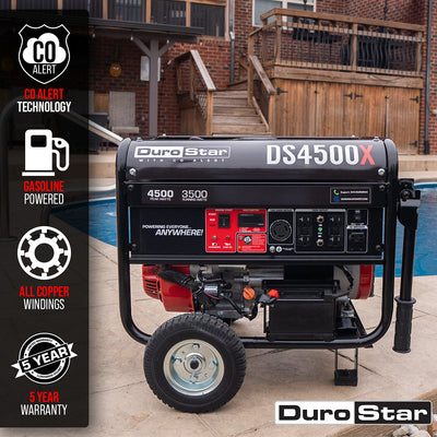 DuroStar DS4500X 4,500W/3,500W 210cc Electric Start Portable Generator w/ CO Alert
