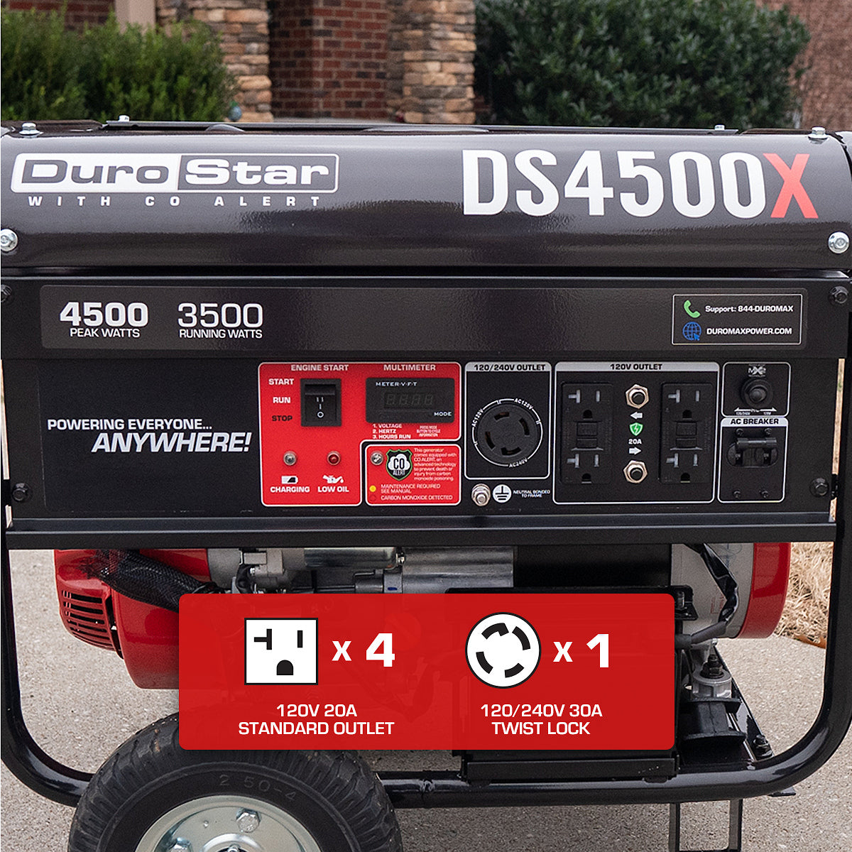 DuroStar DS4500X 4,500W/3,500W 210cc Electric Start Portable Generator w/ CO Alert