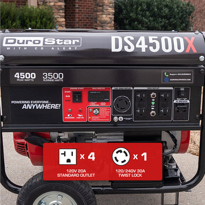 DuroStar DS4500X 4,500W/3,500W 210cc Electric Start Portable Generator w/ CO Alert