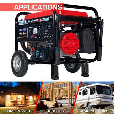 DuroStar DS4850EH 4,850-Watt Dual Fuel Hybrid Generator w/ Electric Start.
