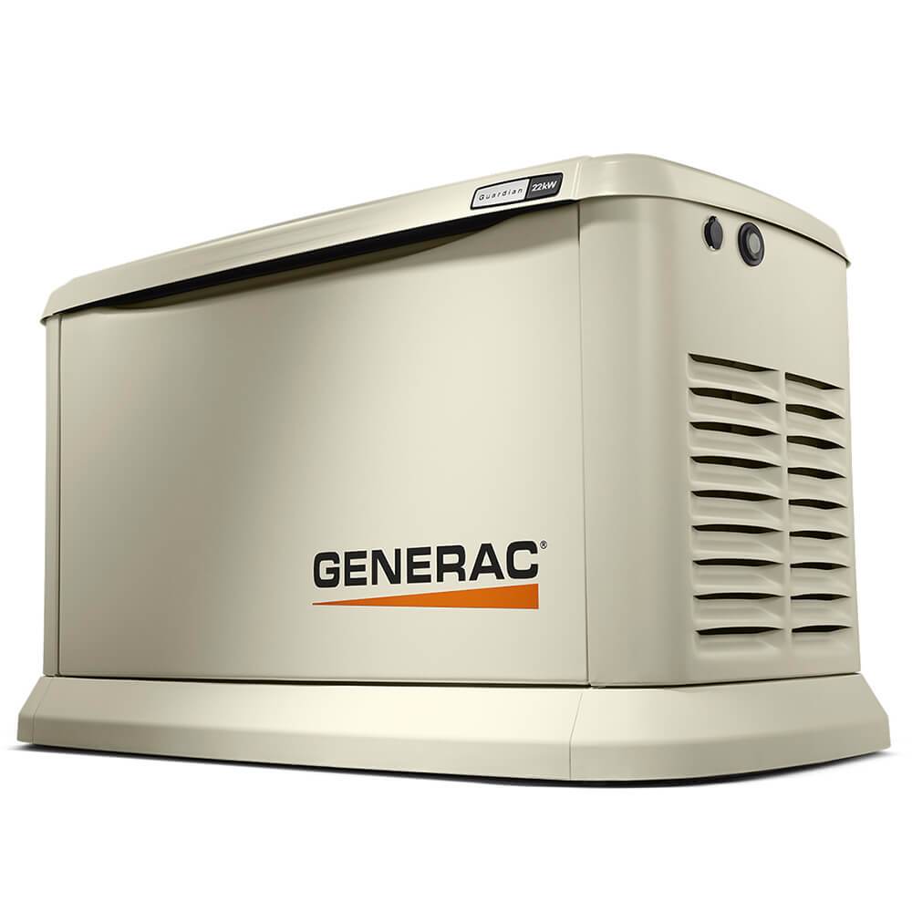Generac 70422 22/19.5,000-Watt Aluminum Wi-Fi Air-Cooled Standby Generator.