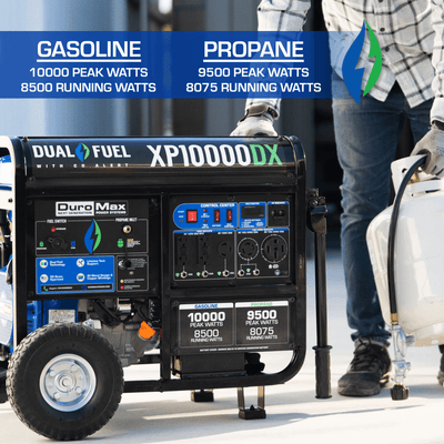 DuroMax XP10000DX 10,000 Watt Dual Fuel Gas Propane Portable Generator w/ CO Alert