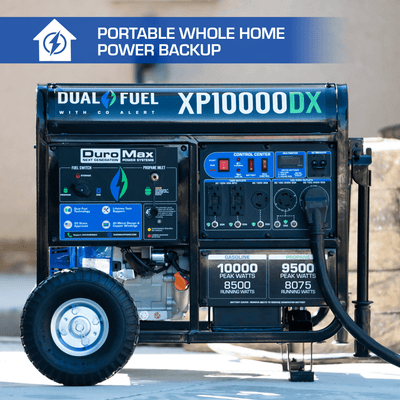DuroMax XP10000DX 10,000 Watt Dual Fuel Gas Propane Portable Generator w/ CO Alert