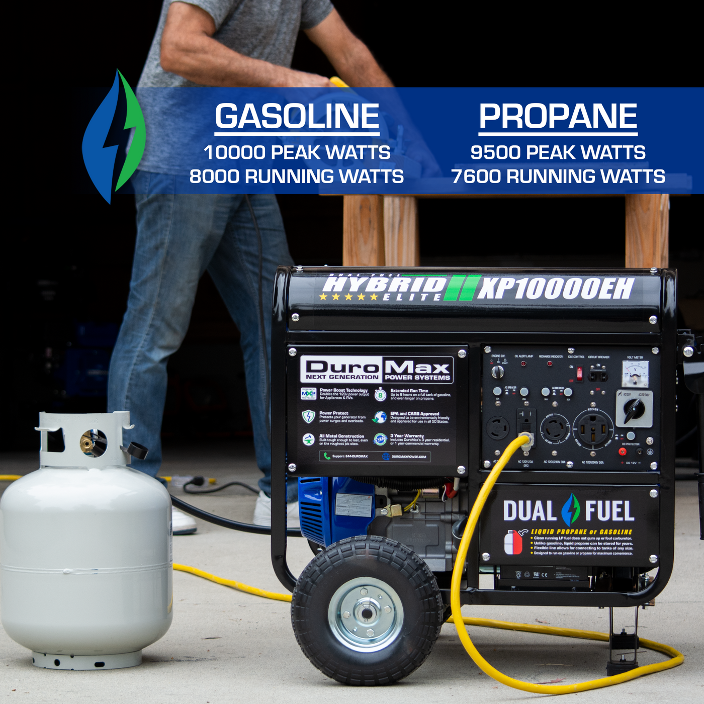 DuroMax XP10000EH 10 000 Watt Portable Dual Fuel Gas Propane