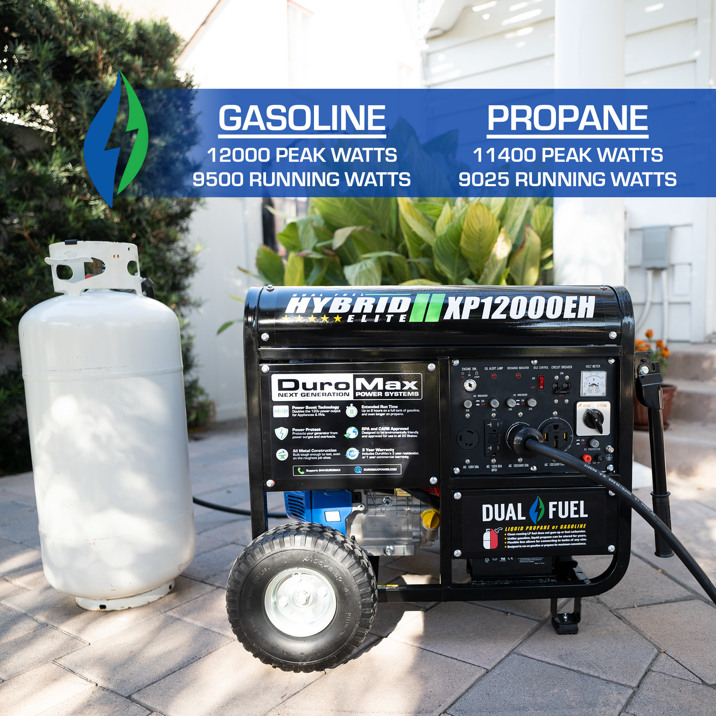 DuroMax XP12000EH 12,000 Watt Portable Dual Fuel Gas Propane Generator