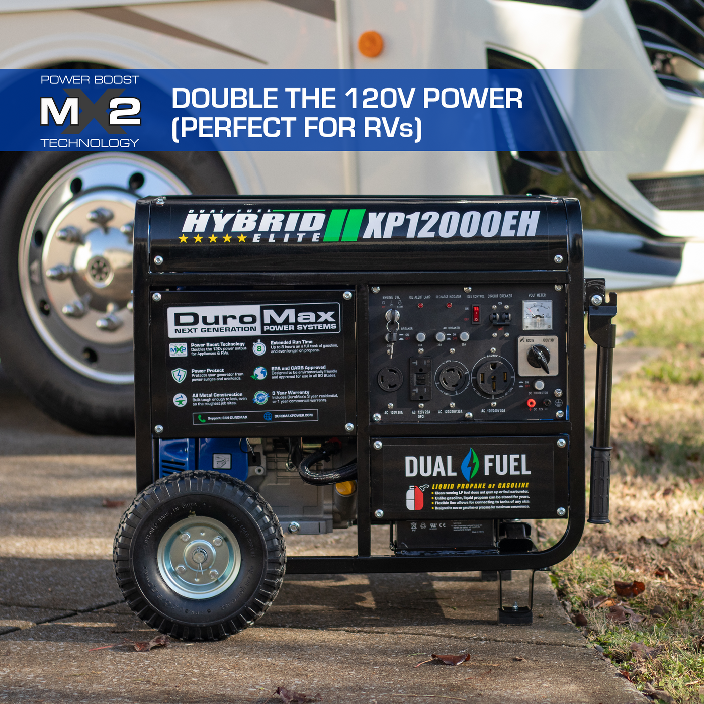 DuroMax XP12000EH 12,000 Watt Portable Dual Fuel Gas Propane Generator