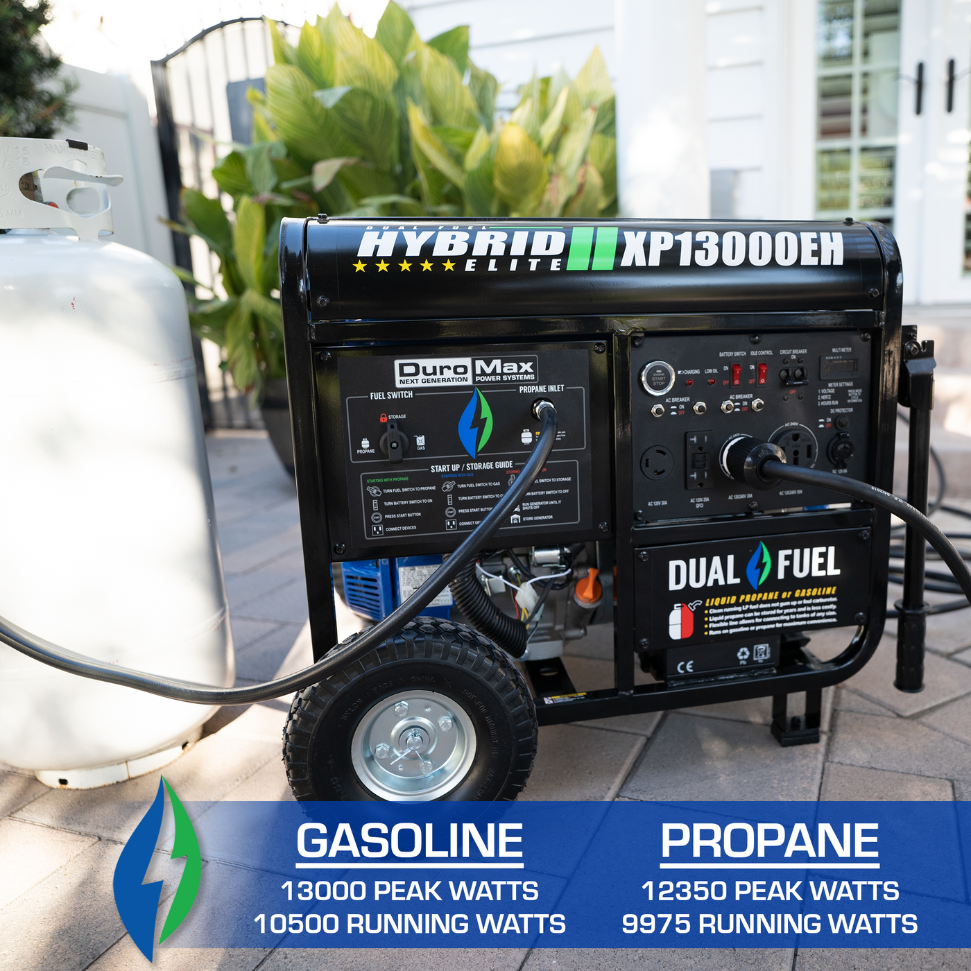 DuroMax XP13000EH 13,000 Watt Portable Dual Fuel Gas Propane Generator