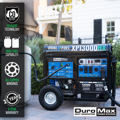 DuroMax XP13000HX 13,000 Watt Portable Dual Fuel Gas Propane CO Alert Generator