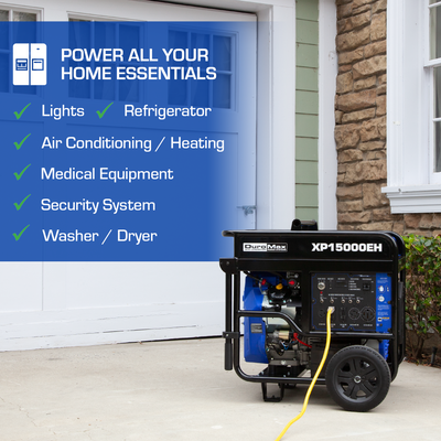 DuroMax XP15000EH 15,000 Watt Portable Dual Fuel Gas Propane Generator
