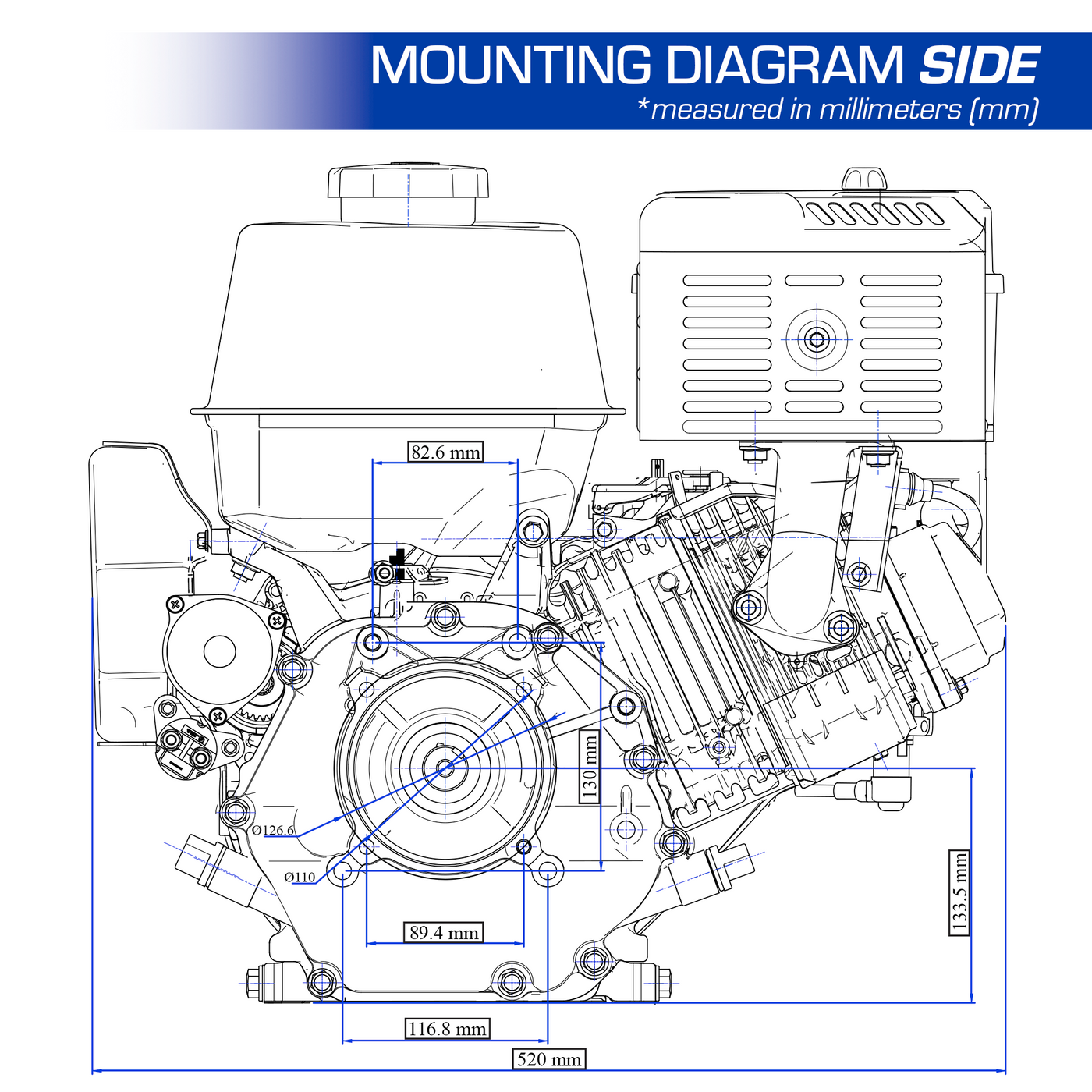 DuroMax XP20HPE 500cc 1-Inch Shaft Recoil/Electric Start Gasoline Engine