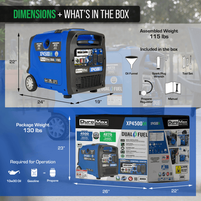 DuroMax XP4500iH 4,500 Watt Portable Dual Fuel Inverter Generator w/ CO Alert