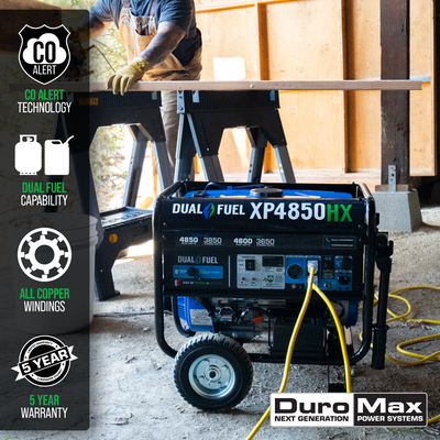DuroMax XP4850HX 4,850 Watt Portable Dual Fuel Gas Propane CO Alert Generator