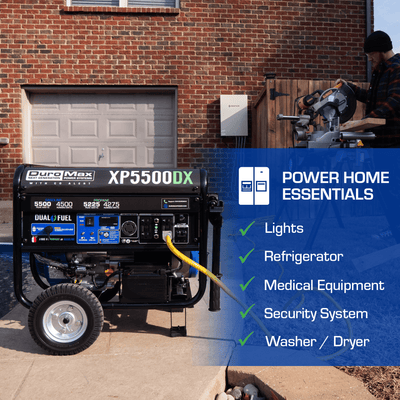 DuroMax XP5500DX 5,500 Watt Dual Fuel Gas Propane Portable Generator w/ CO Alert