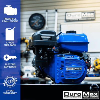 DuroMax XP9HPE 274cc 25mm Shaft Recoil/Electric Start Gasoline Engine